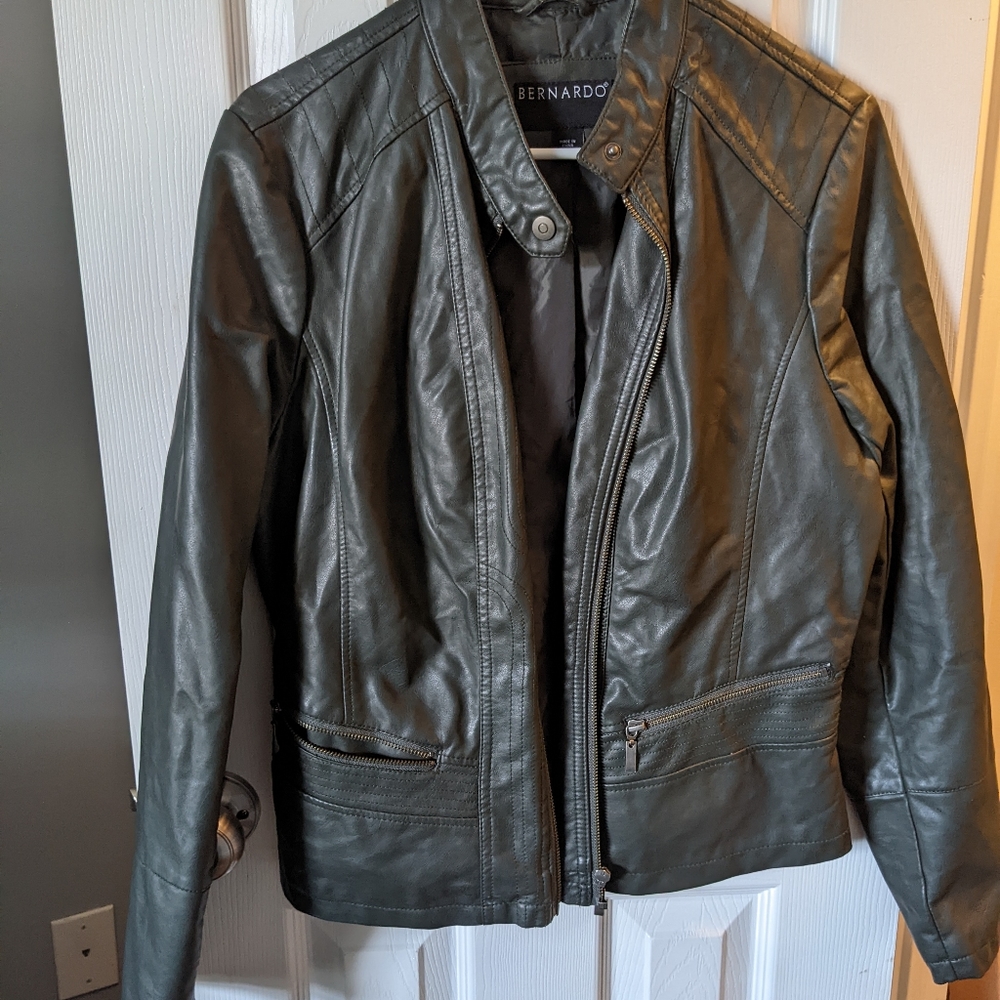 Pleather Bomber Coat